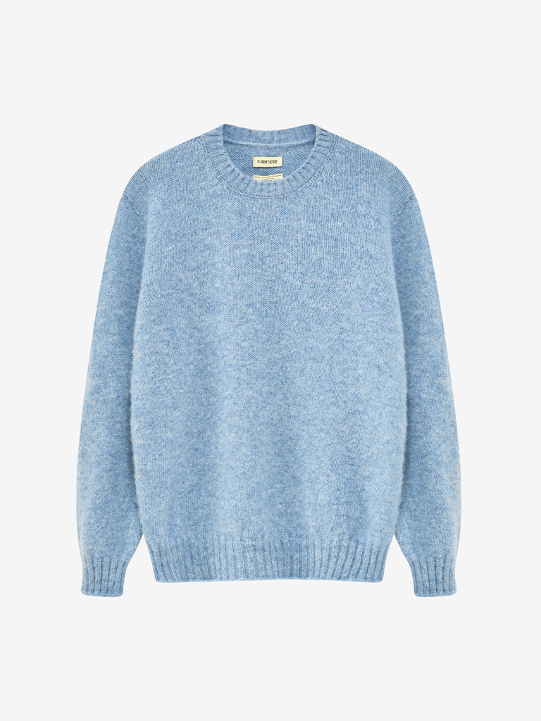 Sky Blue Soft Brushed Wool Shaggy Sheep Sweater