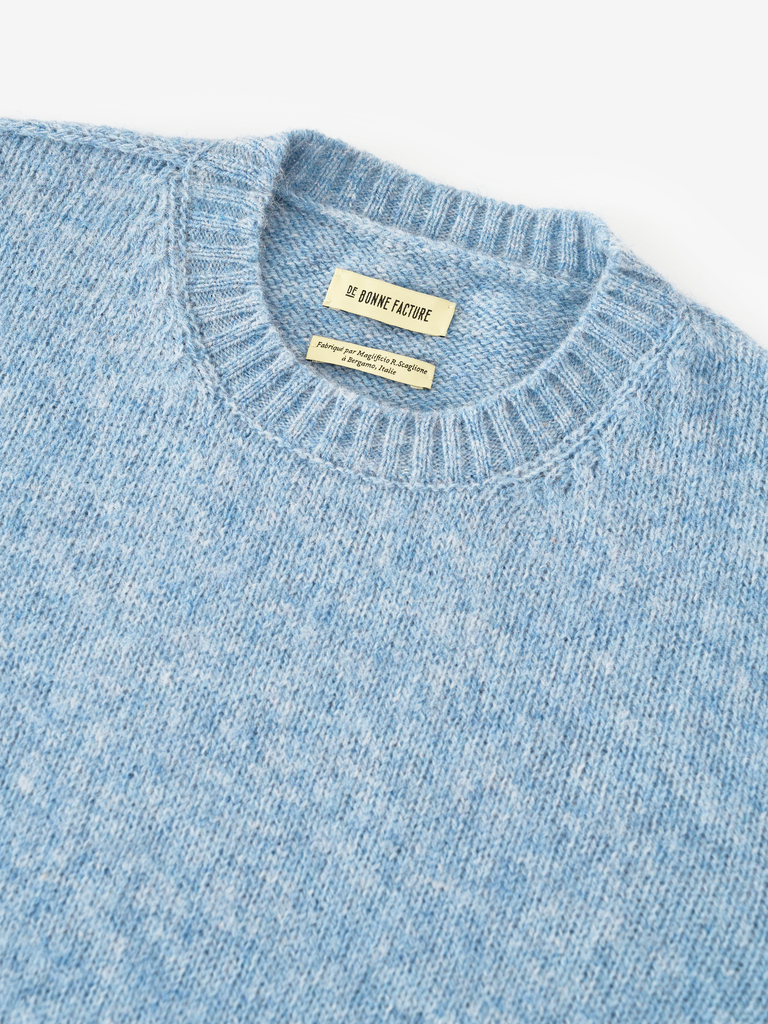 Sky Blue Soft Brushed Wool Shaggy Sheep Sweater