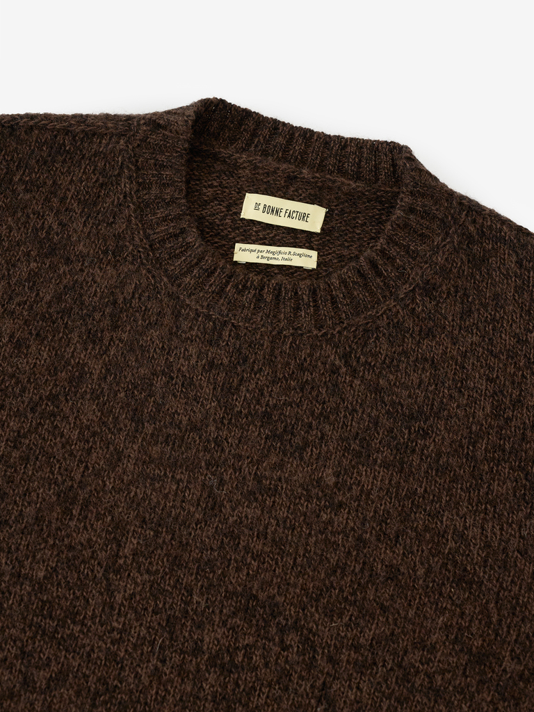 Heathered Bark Brown Soft Brushed Wool Shaggy Sheep Sweater