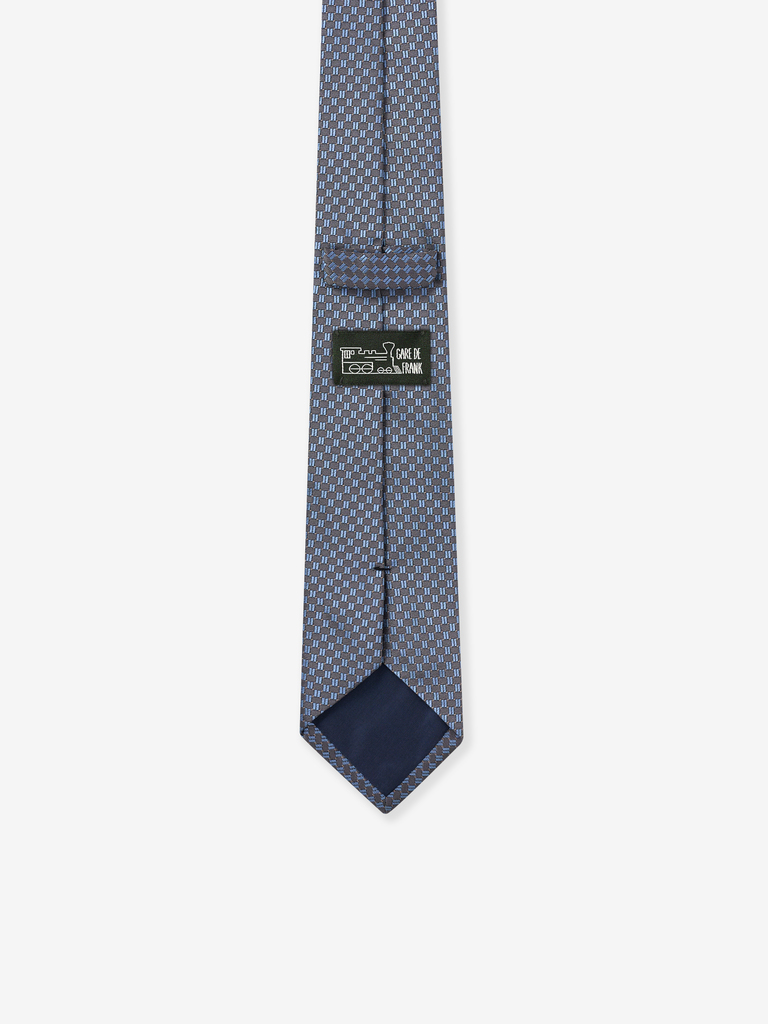 Grey/Sky Blue Geometric Jacquard Silk Tie