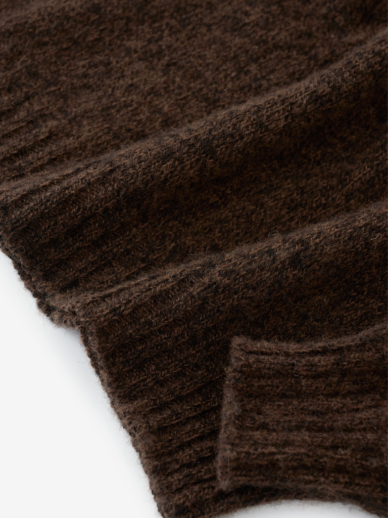 Heathered Bark Brown Soft Brushed Wool Shaggy Sheep Sweater