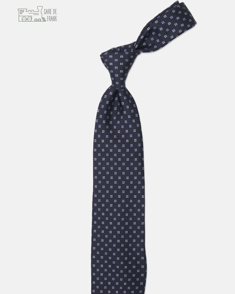 3-Fold Silk Tie In Ocean Blue/Offwhite Floral