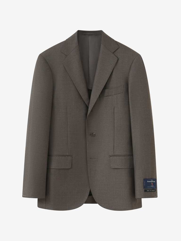 Taupe Solid Suit in E.Zegna 'Electa' 22F