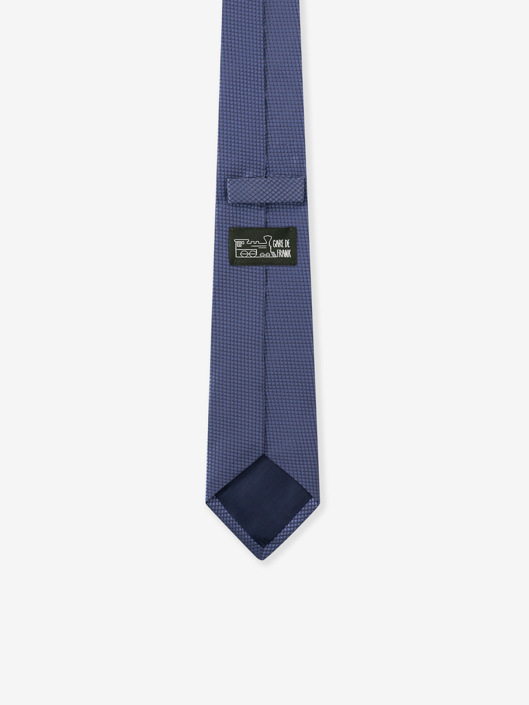 Slate Blue Grid Check Silk Tie