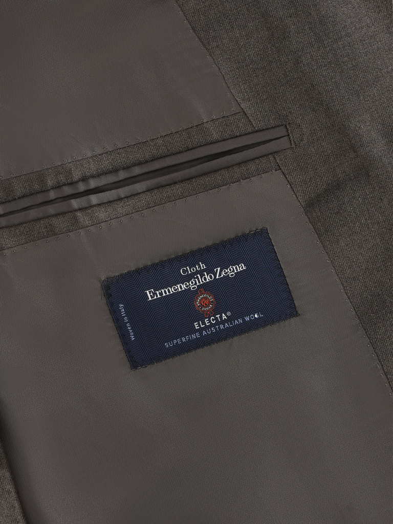 Taupe Solid Suit in E.Zegna 'Electa' 22F