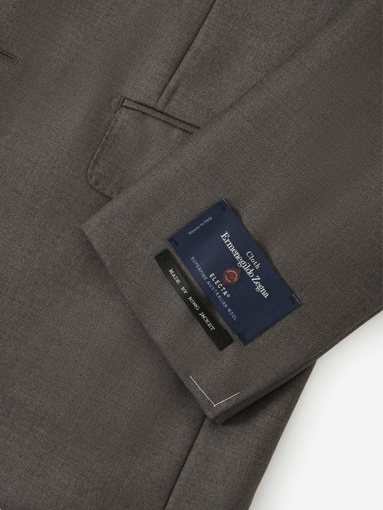Taupe Solid Suit in E.Zegna 'Electa' 22F