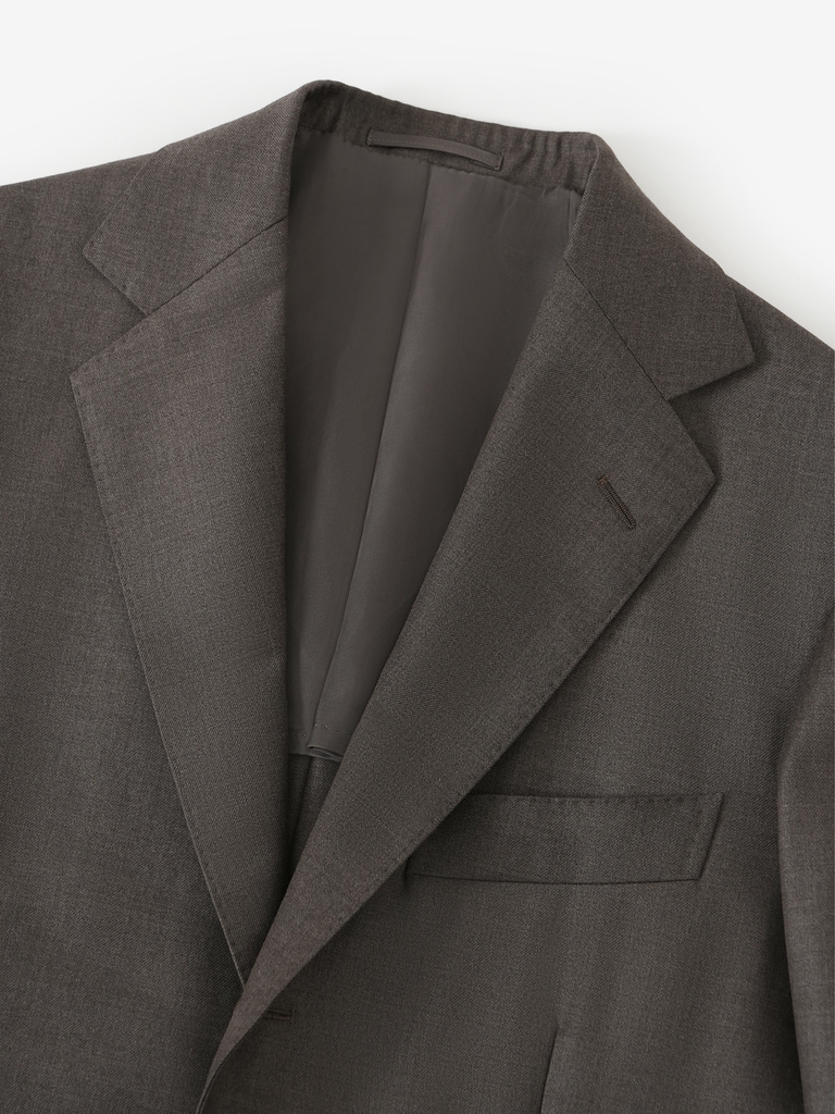 Taupe Solid Suit in E.Zegna 'Electa' 22F