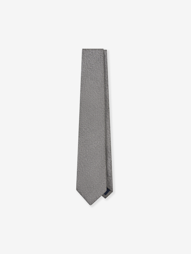 Metalic Grey Static Noise Stripe Silk Tie