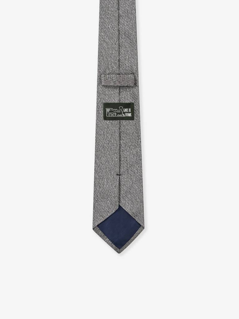 Metalic Grey Static Noise Stripe Silk Tie