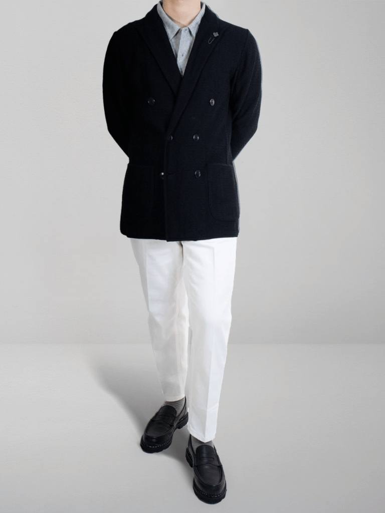 Black Knit Double-Breasted Jacket