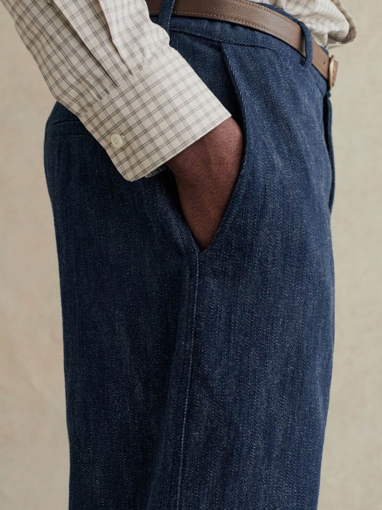 Denim Blue Cotton & Wool Balloon Trousers