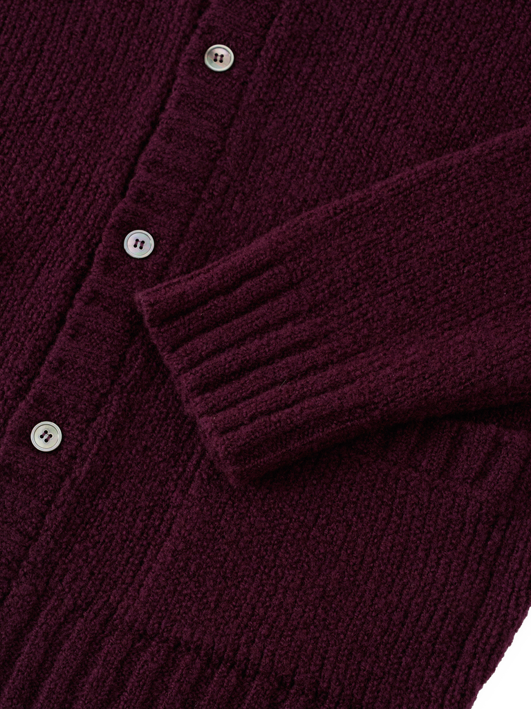 Plum Boucle Wool Student Cardigan