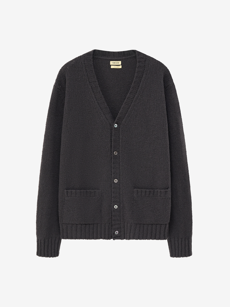 Storm Grey Boucle Wool Student Cardigan