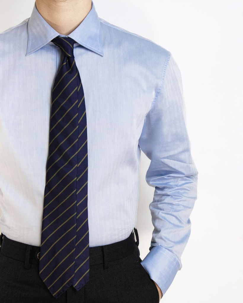 Light Blue Herringbone Shirt 03B