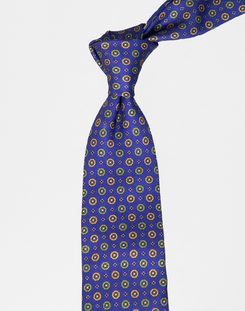 3-fold Silk Tie in Green/yellow Micro Floral