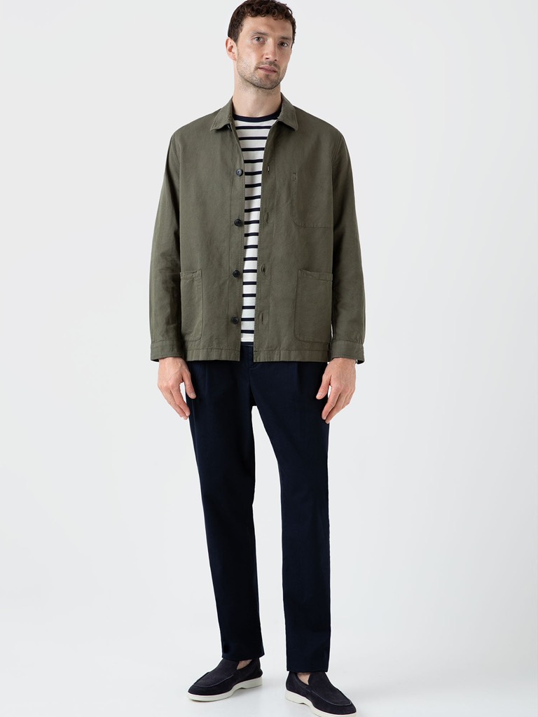LS T Shirt in Ecru/Navy Breton Stripe