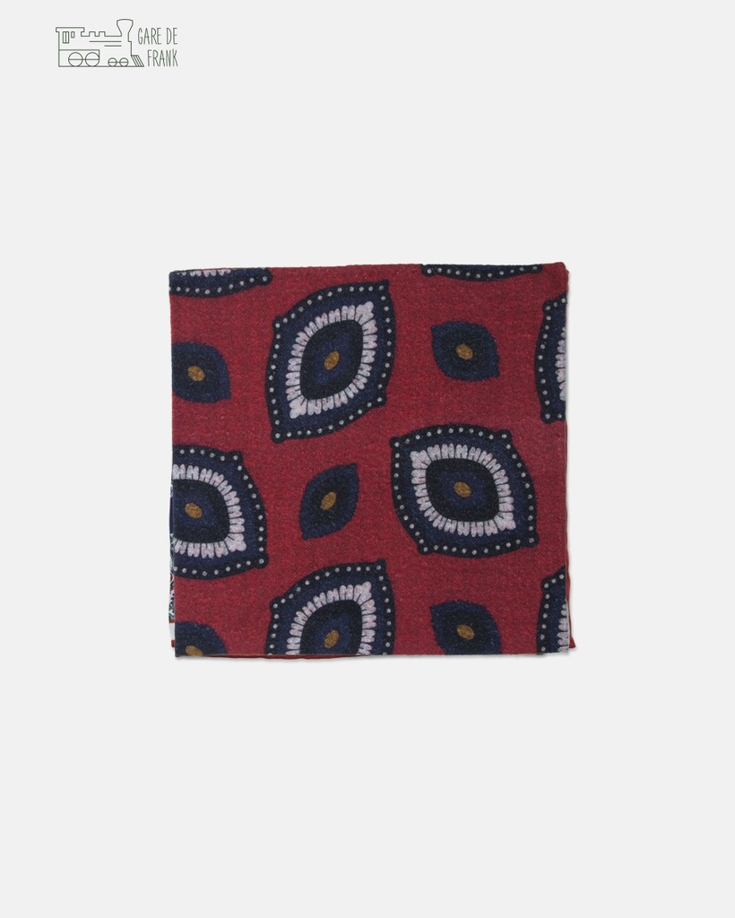 Red/Navy Cashmere Feel Cotton Pocket Square