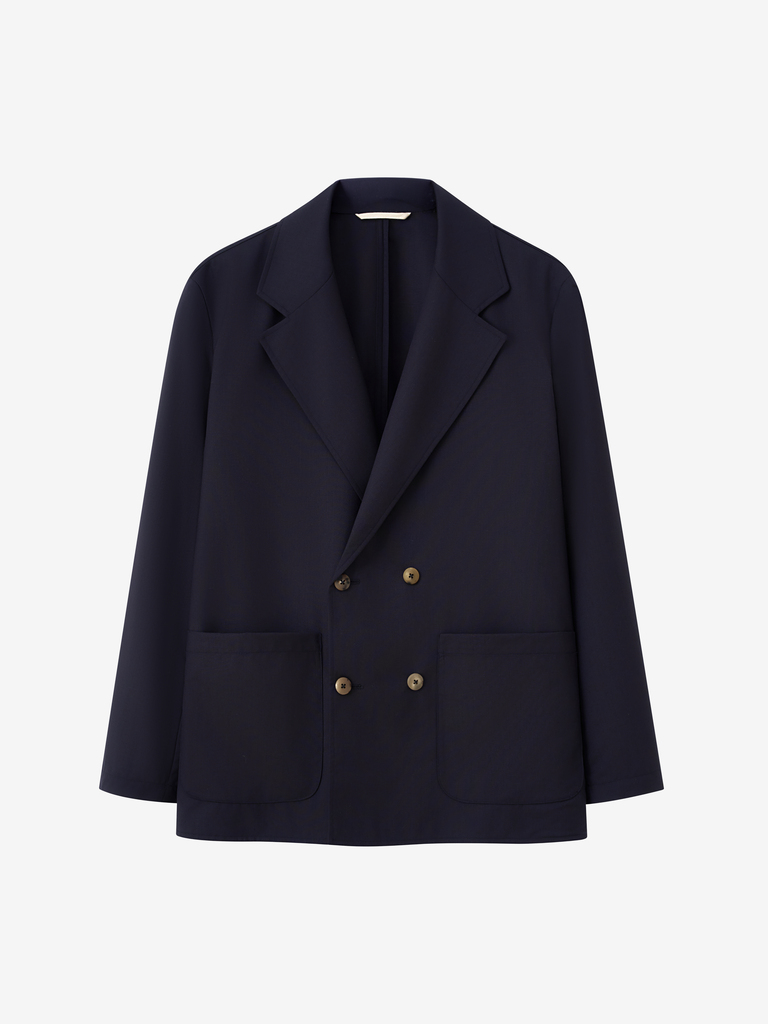 Navy Wool Double Breasted Jacket