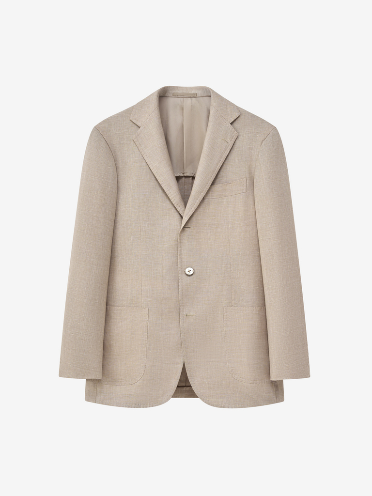 Beige Mono Glencheck Wool/Linen 'Meister' Sport Jacket 03G