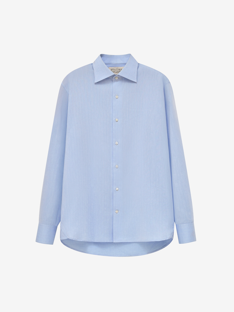 03 Lenny Shirt | Light Blue Herringbone