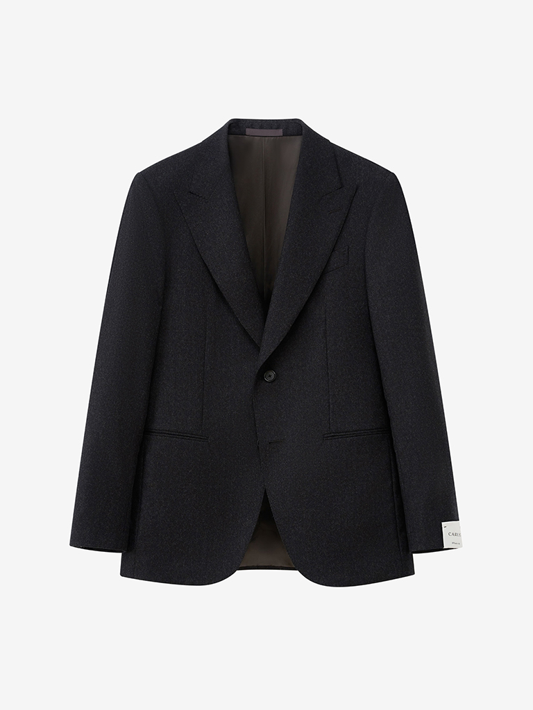 Norma Peak Lapel Dark Grey Flannel Suit