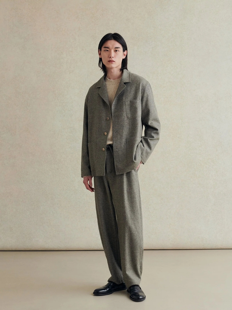 Fontainebleau Grey Merino Lambswool Traveler Jacket