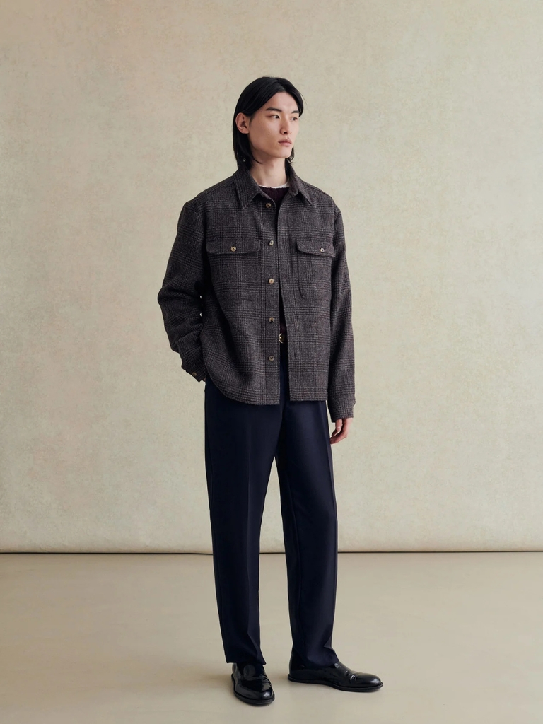 Grey & Brown POW Holm Tweed Overshirt