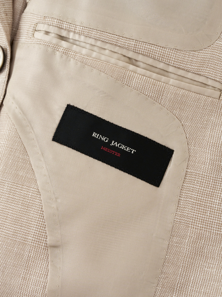 Beige Mono Glencheck Wool/Linen 'Meister' Sport Jacket 03G