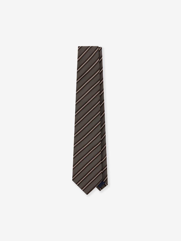 Mocha Brown Mogador Stripe Silk Tie