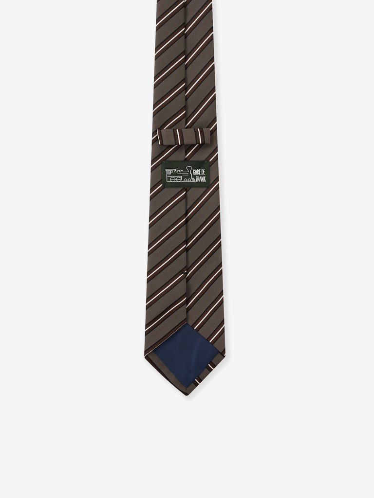 Mocha Brown Mogador Stripe Silk Tie