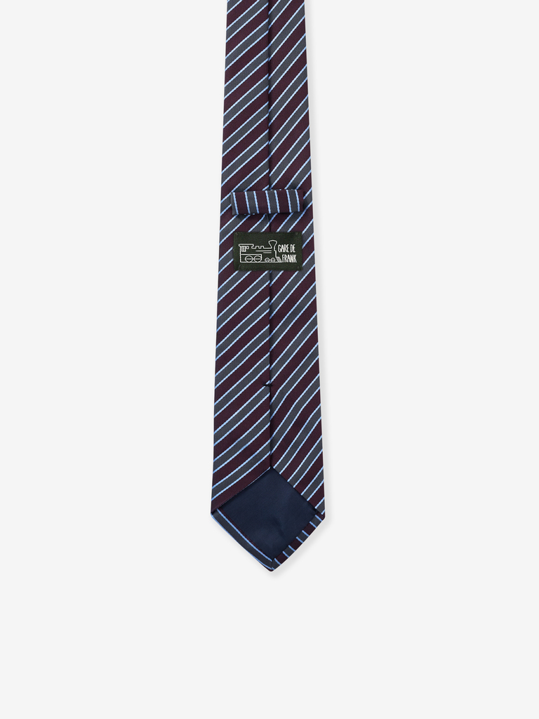 Burgundy/Grey Stripe Silk Tie