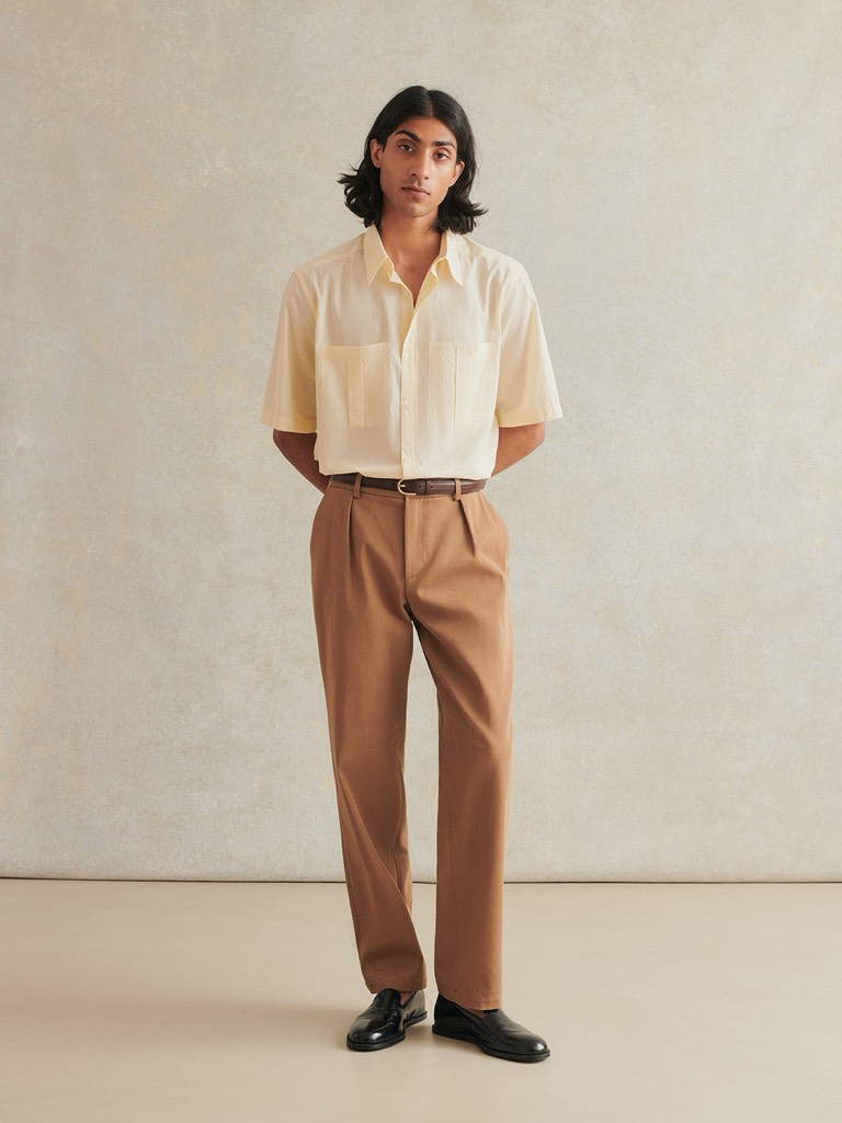 Short Sleeve Painter's Shirt In Cream