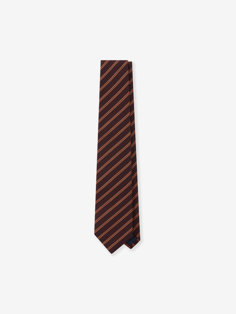 Merlot Gold and Red Sandwich Stripe Silk Tie