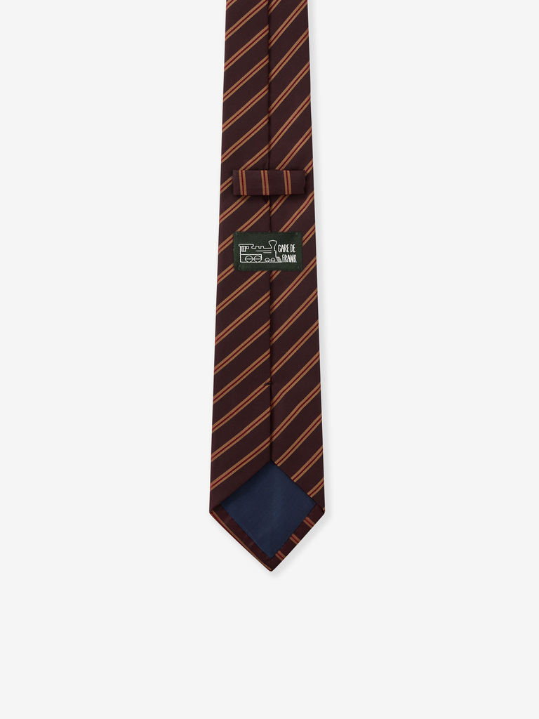 Merlot Gold and Red Sandwich Stripe Silk Tie