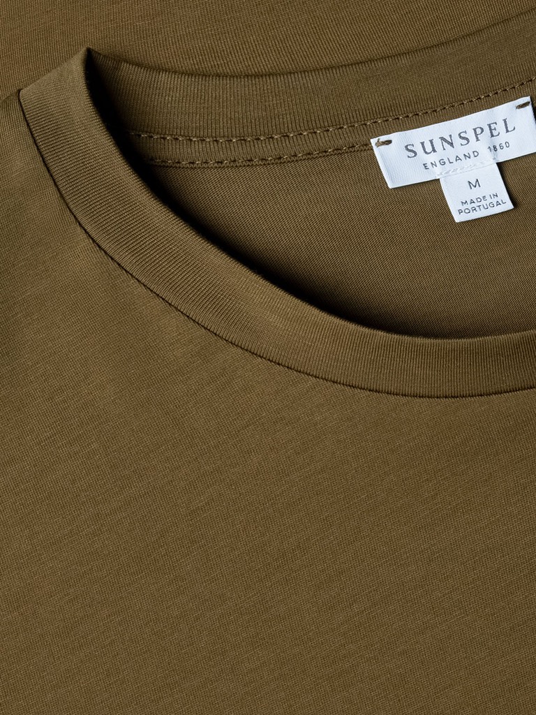 Riviera Crew Neck T-Shirt in Olive Green