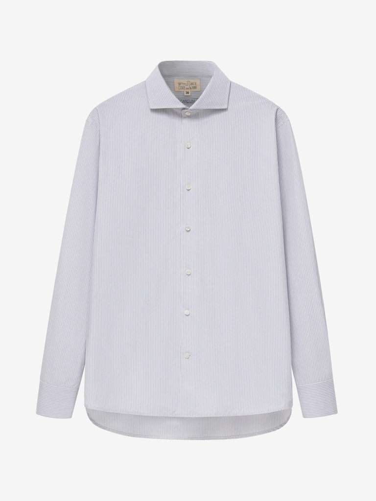 Navy/ Brown Pencil Stripe Shirt 03PA