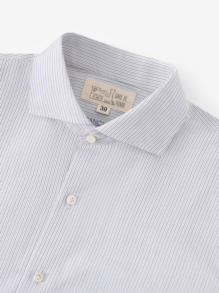 Navy/ Brown Pencil Stripe Shirt 03PA