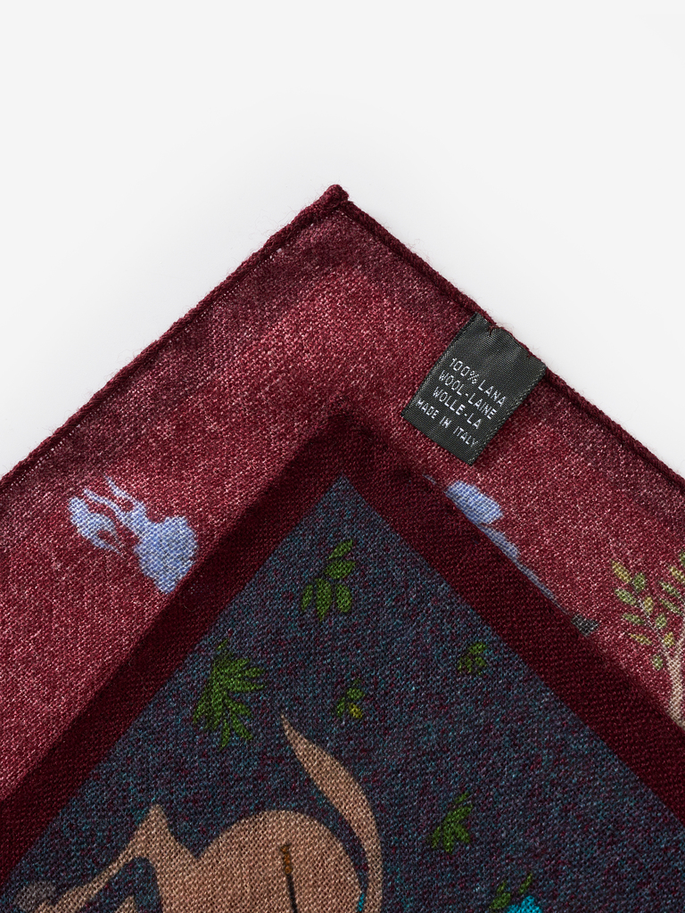 Dark Maroon Faris Wool Pocket Square