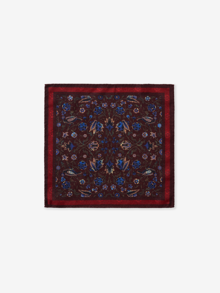 Dark Maroon Pavo Wool Pocket Square
