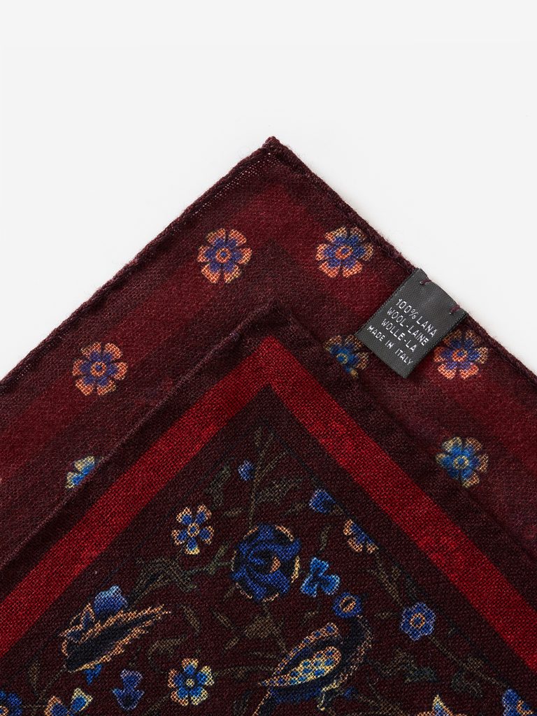 Dark Maroon Pavo Wool Pocket Square