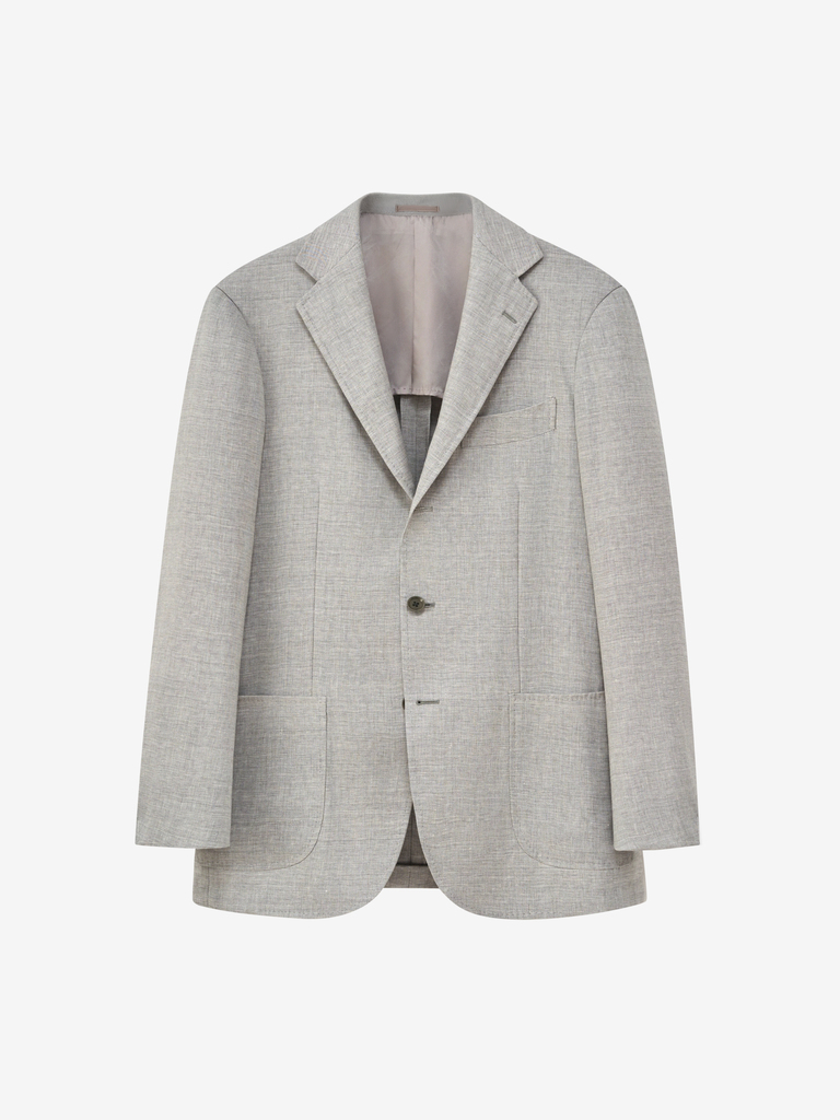 Fog Grey Herringbone Wool/Linen Sport Jacket  09C
