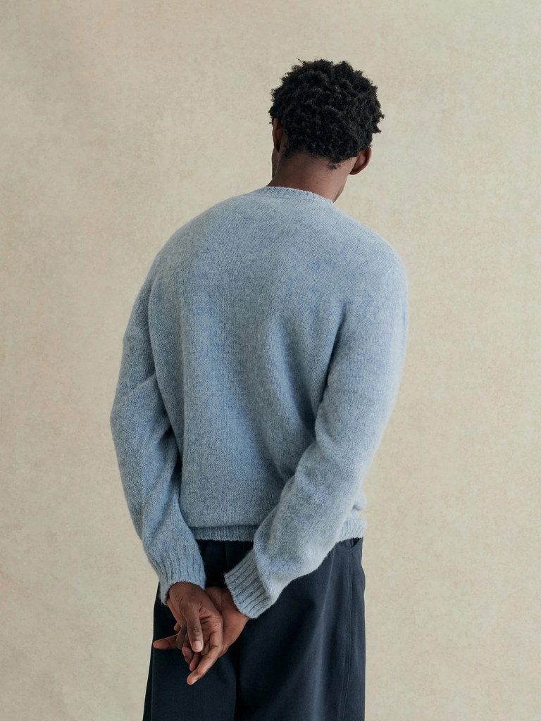 Sky Blue Soft Brushed Wool Shaggy Sheep Sweater