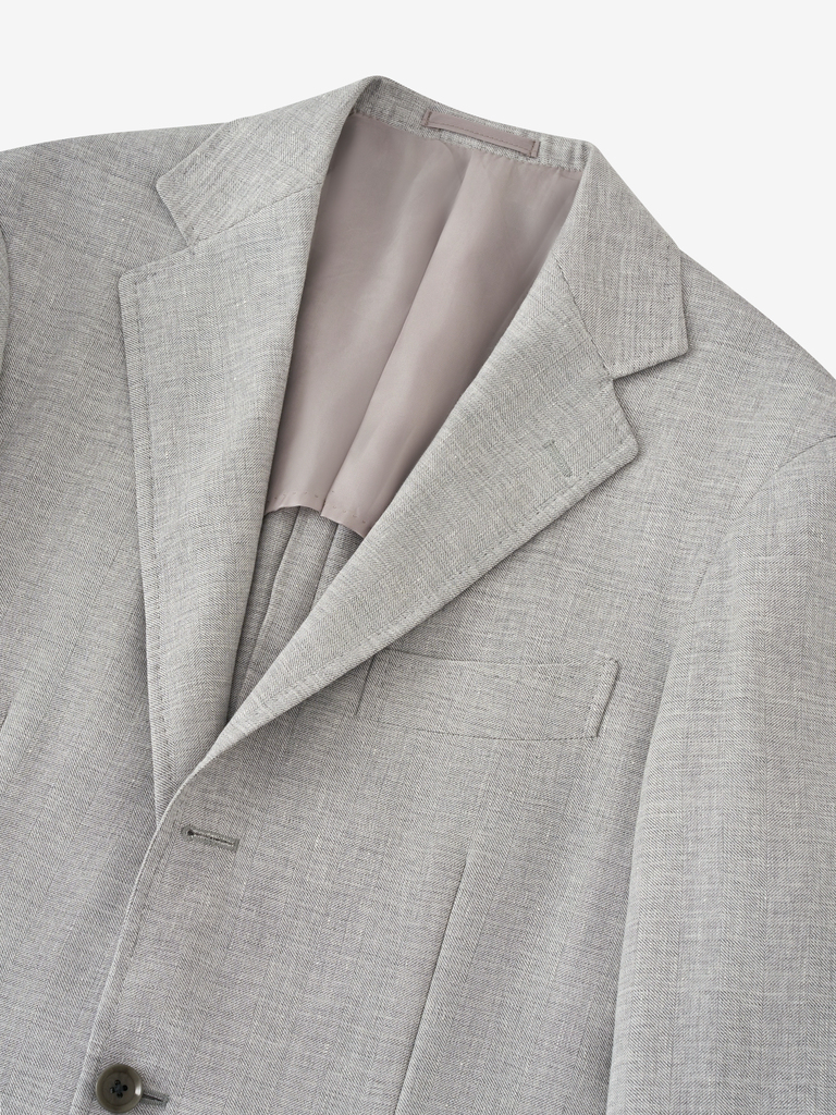 Fog Grey Herringbone Wool/Linen Sport Jacket  09C