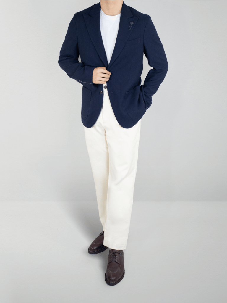 Navy Wide Herringbone Blazer