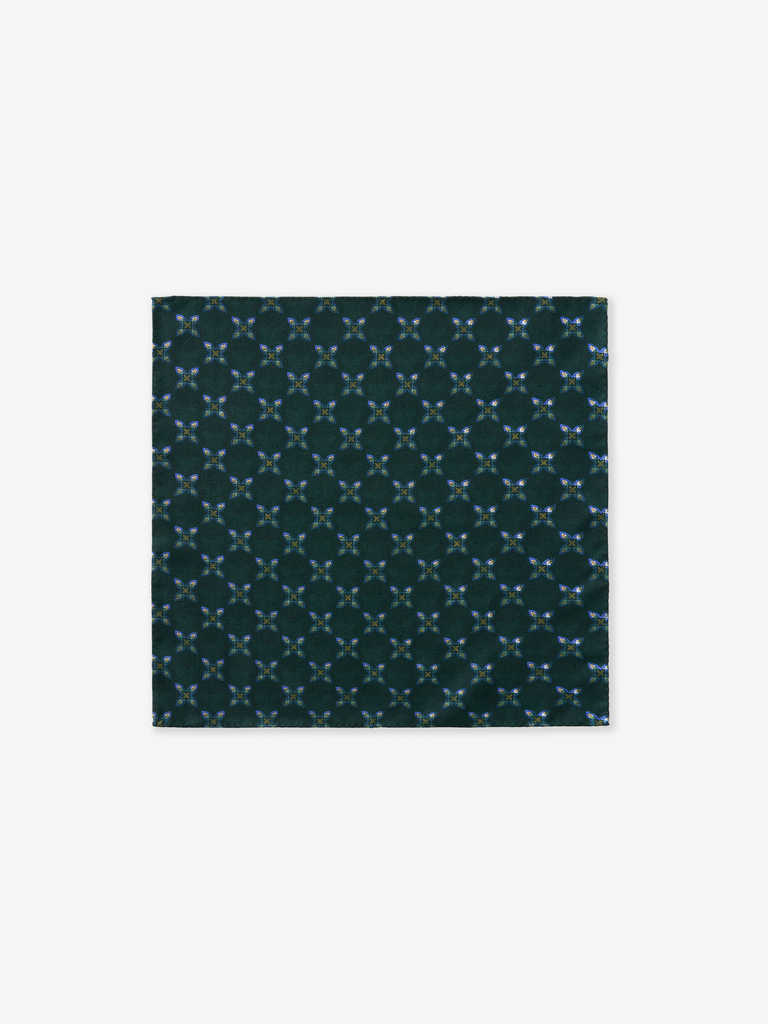 Seaweed Green Shuriken Wool Pocket Square