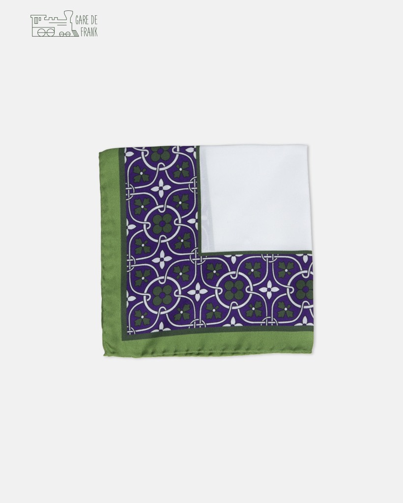 Purple/Green Trellis Silk Pocket Square