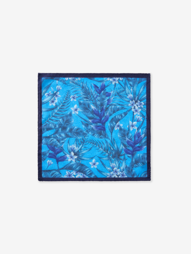 Azure Hawaiian Wool Pocket Square