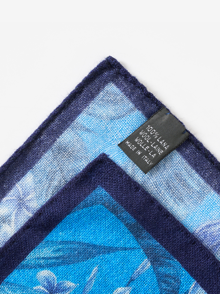 Azure Hawaiian Wool Pocket Square