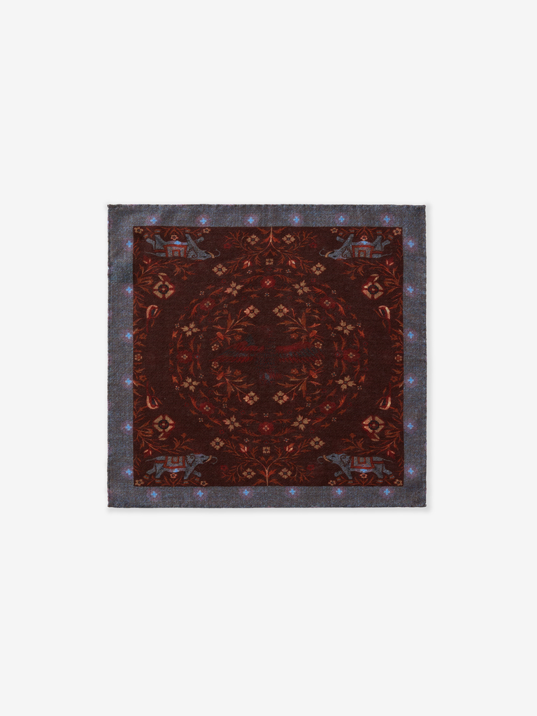 Sangria Quatlutor Elephanti Wool Pocket Square