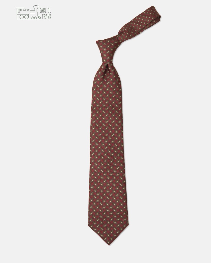 Carmine/Khaki Paisley Silk Tie
